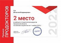 Диплом ПРОДОКТОРОВ Гуз - 2 место - 2022 год